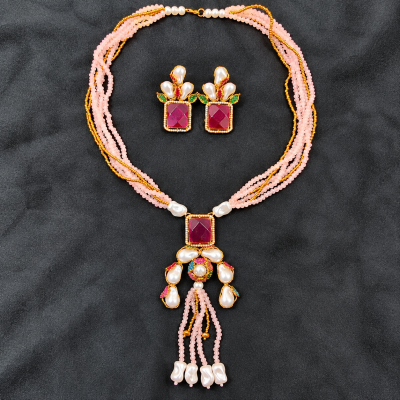 Premium Turkish Crystal and Pearl Necklace Set